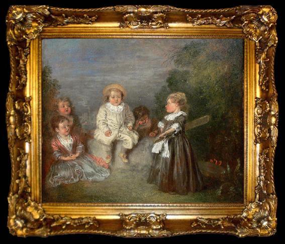 framed  Jean-Antoine Watteau Heureux age, ta009-2